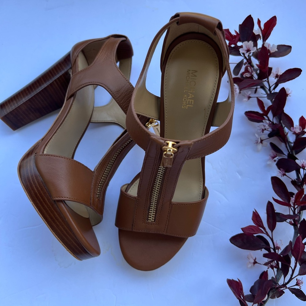 Michael Kors Brown and Gold Platform Heels - Picture 8 of 10
